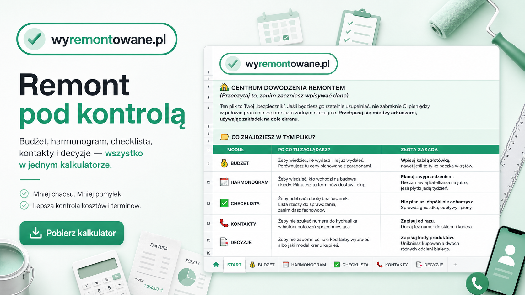 Arkusz Excel - planer remontu